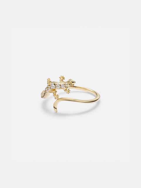Lizard 14kt gold ring with diamonds