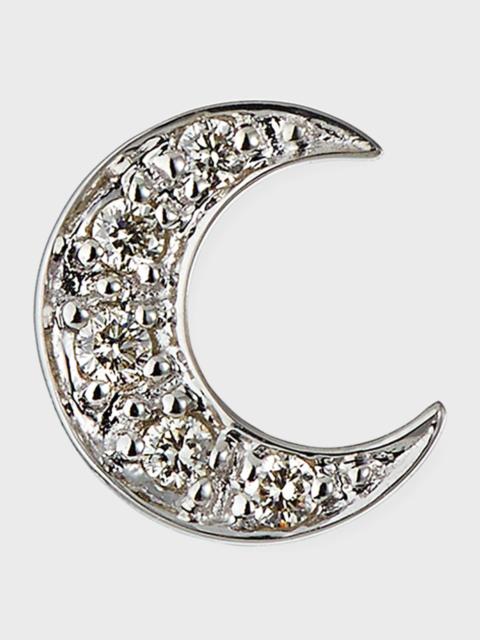 14k Pave Diamond Crescent Moon Single Stud Earring