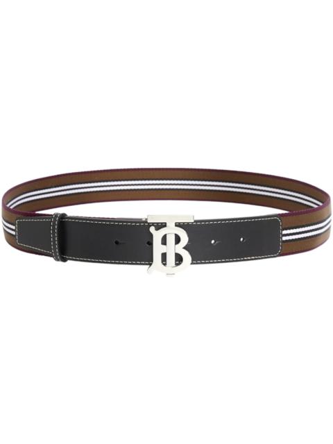 Burberry Icon Stripe Webbing Belt Dark Birch Brown/Silver