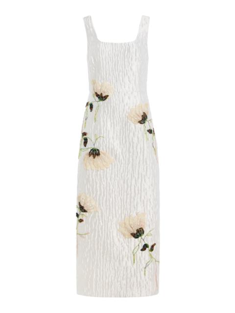 Lilibeth Floral Jacquard Midi Dress white