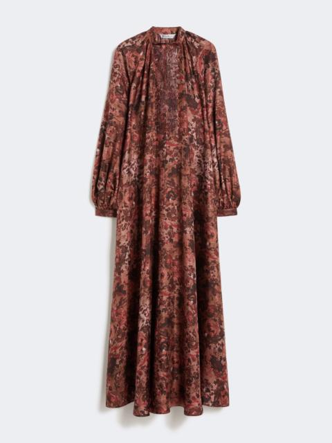 Flared printed silk dress - BORDEAUX