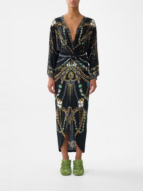 LONG SPLIT FRONT TWIST DRESS