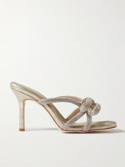 Margi Crystal-embellished Metallic Suede Mules