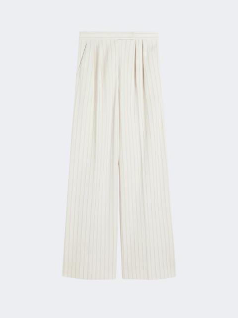 Wide-fit pinstripe piqué jersey trousers - WHITE
