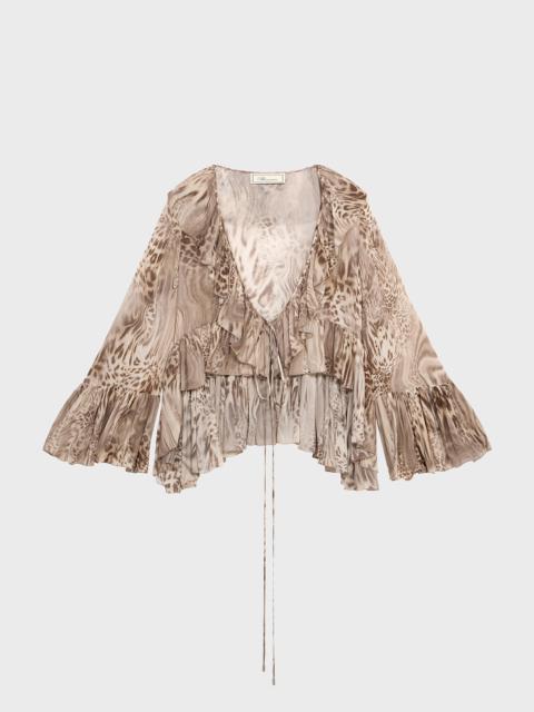 CHIFFON SHIRT WITH LIQUID LEOPARD PRINT