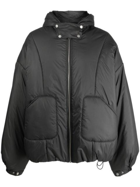 logo-engraved button drawstring padded jacket