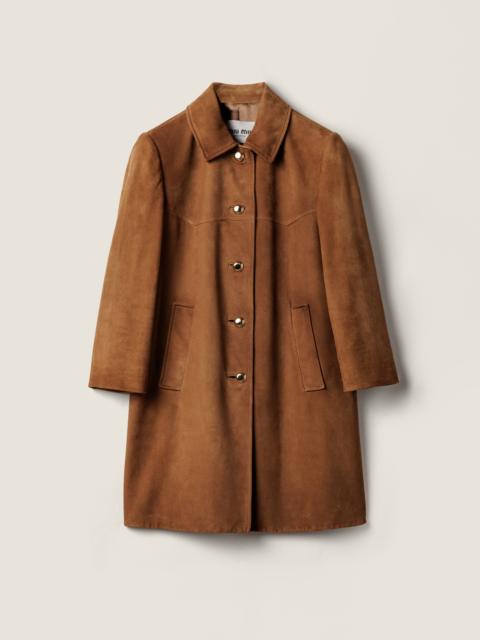 Waxed suede coat