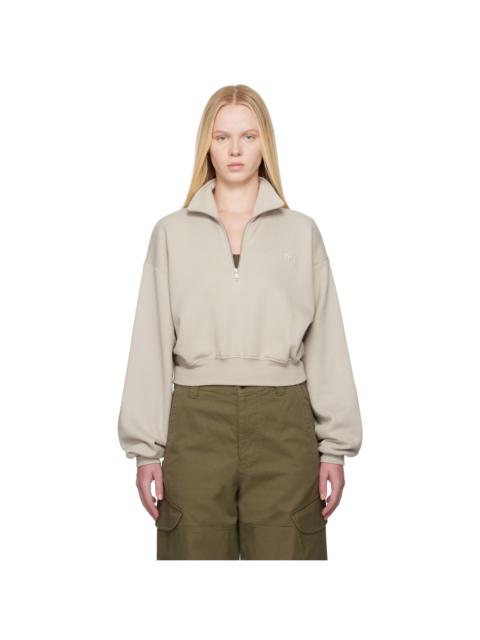 Gray Cropped Half-Zip Sweatshirt