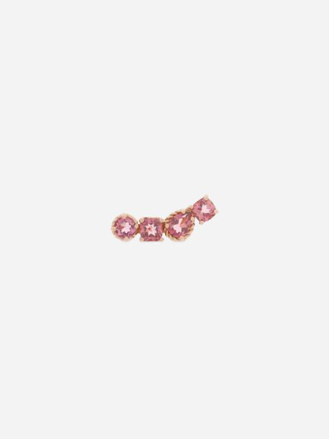 Single Rainbow Monochrome Earring 18 carat red gold and pink tourmalines