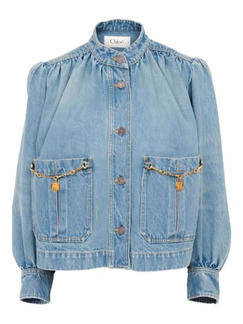 gathered-detail denim jacket