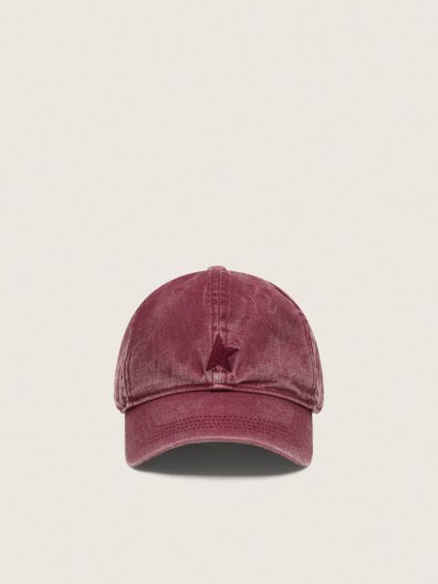 Burgundy baseball cap with tone-on-tone embroidered star