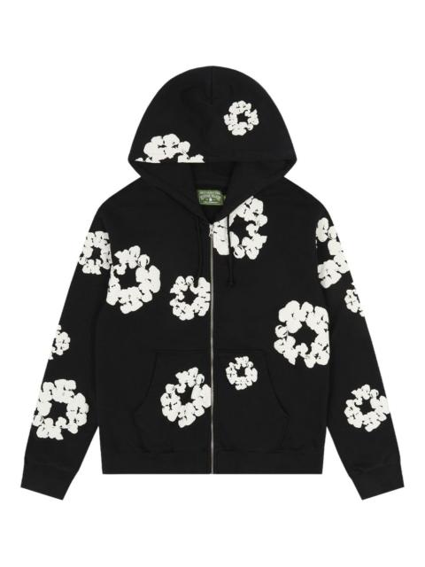 wreath-print zip hoodie