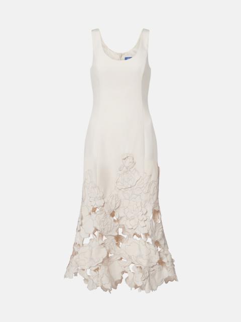 Floral-appliqué midi dress