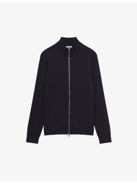 Hampshire funnel-neck zip-through merino-wool cardigan