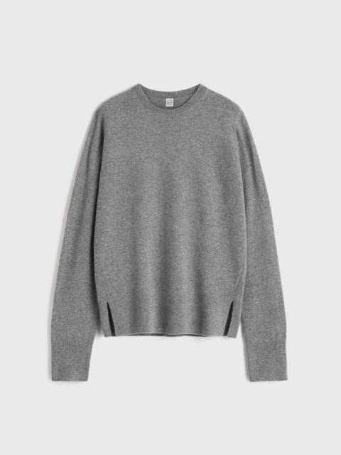 Crew-neck cashmere knit grey melange