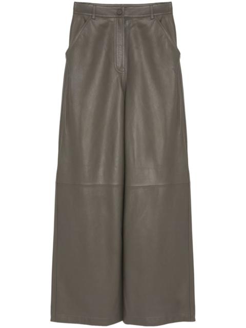 leather wide-leg trousers