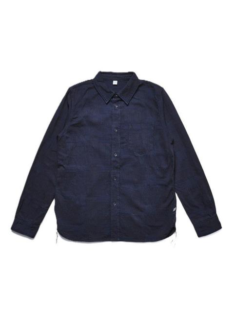 2239-ID Woven Jacquard BORO Patchwork Shirt - Double Indigo