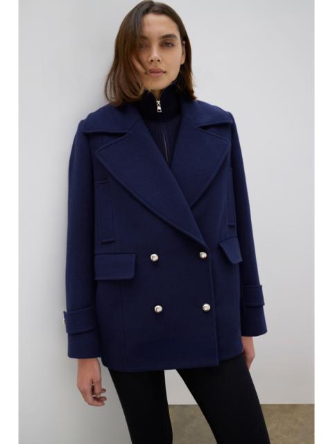 Wool Detachable Knitted Neck Tailored Double Breasted Pea Coat