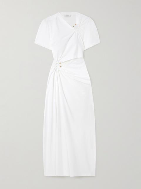 Embellished Cutout Jersey Midi Dress