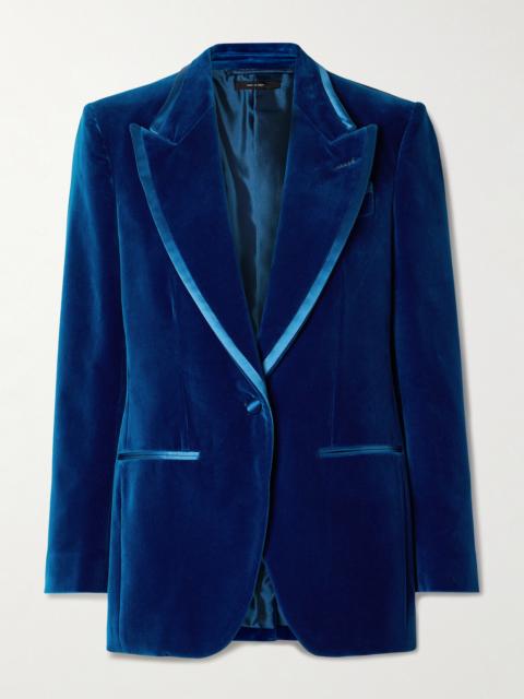 Silk Satin-trimmed Cotton-velvet Blazer