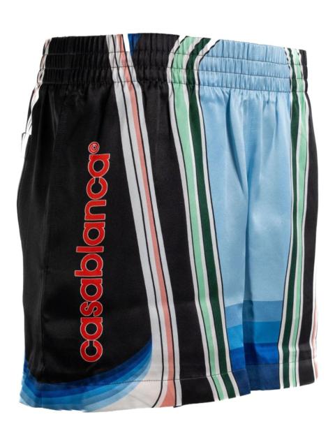 graphic-pattern silk shorts