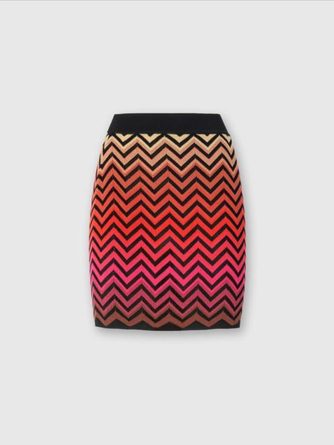 Dégradé chevron cotton and viscose miniskirt