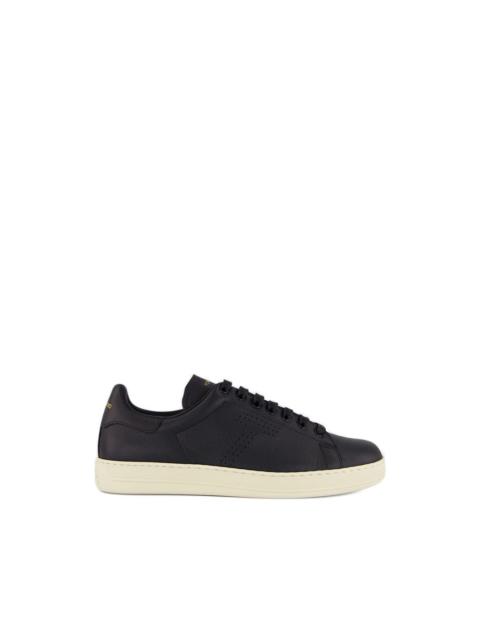 perforated lace-up leather sneakers