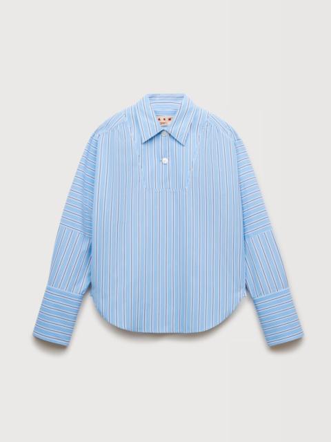 LIGHT BLUE STRIPED POPLIN SHIRT WITH BIB INSERT
