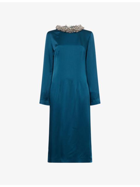 Danora Crystal-Embellished Woven Midi Dress