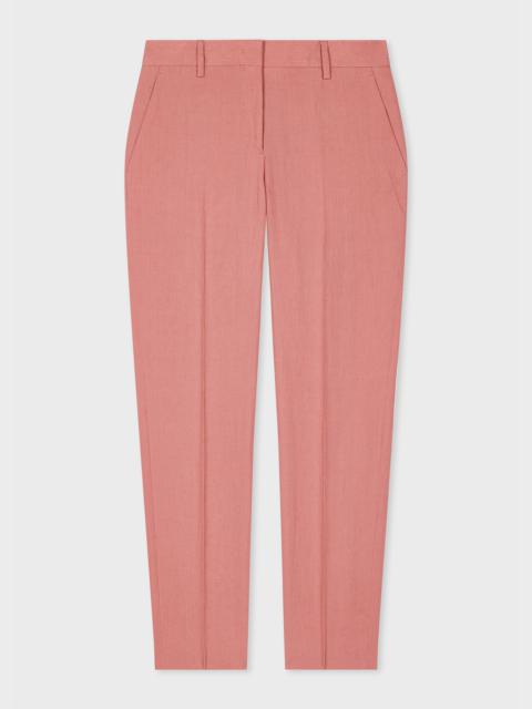 Women's Slim-Fit Pink Linen Tailored Trousers
