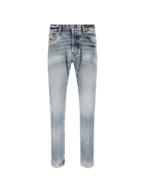 Teddy used-effect ripped jeans