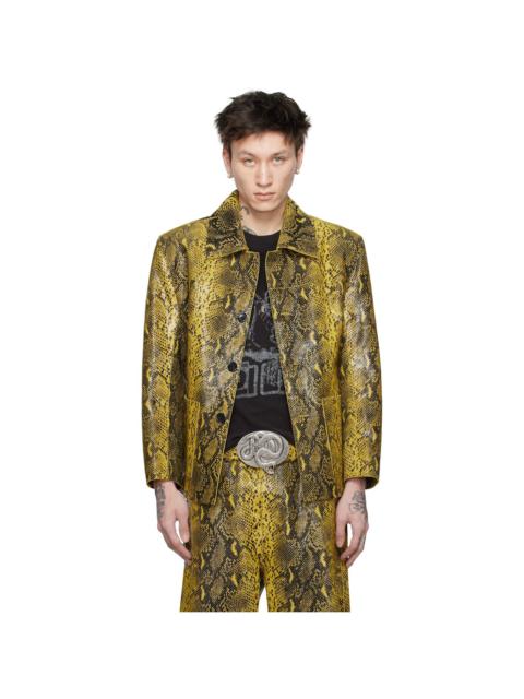 Black & Yellow 'Year of the Snake' Creep Leather Jacket
