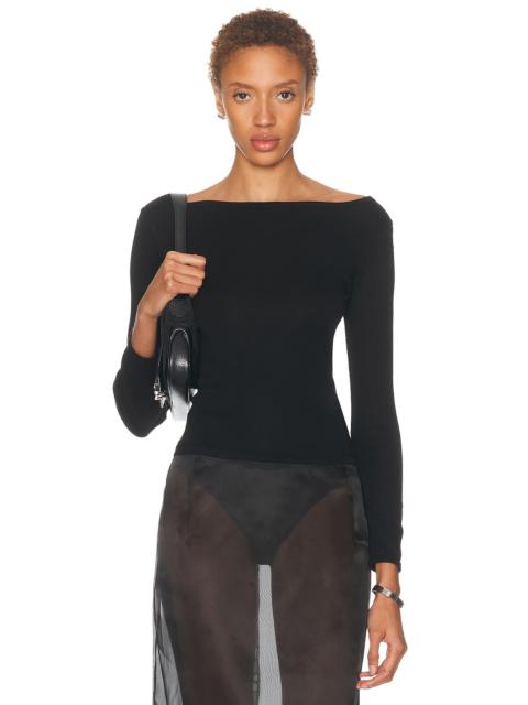 Fine Supima Cotton Long Sleeve Boatneck Top