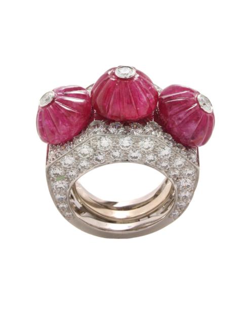 Ruby Diamond Couture Triple Crown Ring