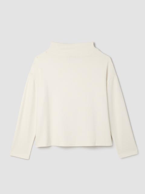 Waffle Cotton Blend Doubleknit Funnel Neck Box-Top