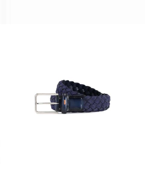 Blue woven suede belt