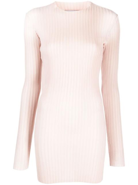 pleated long-sleeved minidress