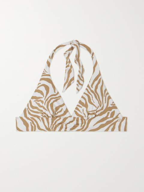 Beachwear Alberta Zebra-print Triangle Halterneck Bikini Top