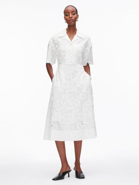 Embroidered Midi Shirt Dress