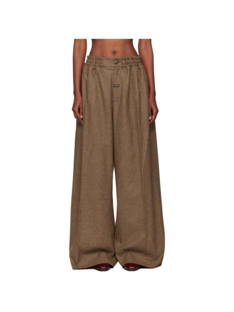 Brown Extreme Wide Leg Tailored Trousers