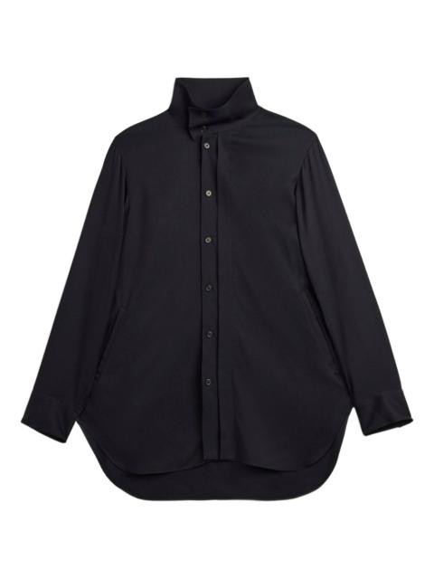 high-neck curved-hem shirt