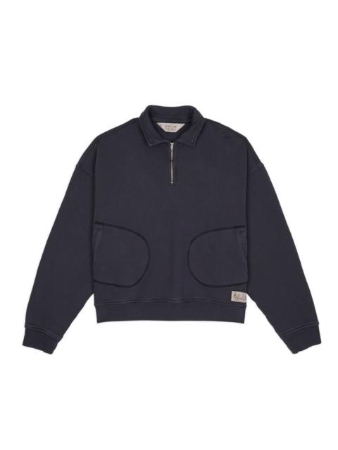 Half Zip Collared Sweatshirt - Washed Black