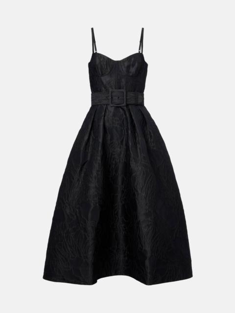 Petra belted jacquard bustier dress