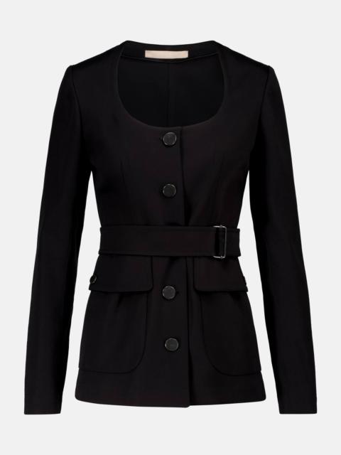 Belted cotton gabardine jacket