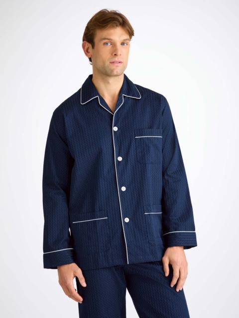 Men's Classic Fit Pyjamas Royal 40 Cotton Satin Navy