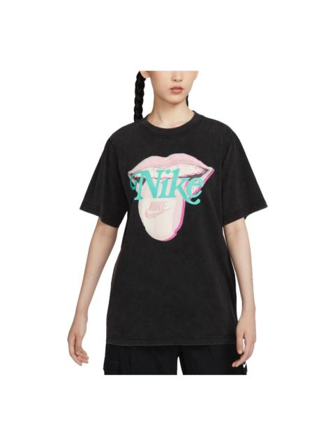 (WMNS) Nike Sportswear Essential Graphic T-shirt Asia Sizing 'Black' HM4594-010