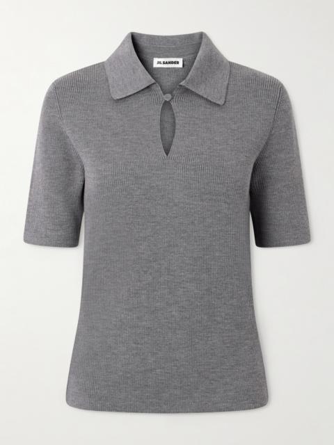 Ribbed Wool Polo Shirt