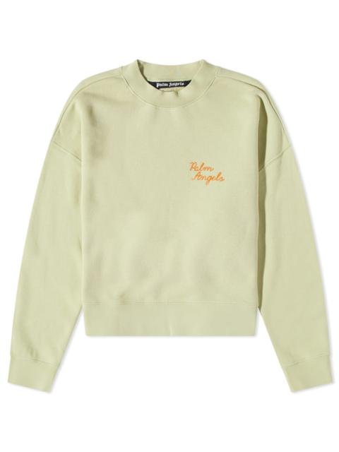 Palm Angels Back Spray Palm Embroidered Logo Crew Sweat