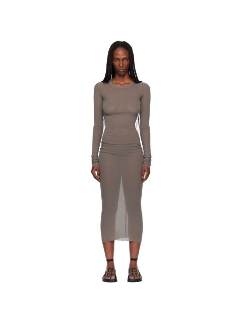Gray Temple Rib LS Midi Dress