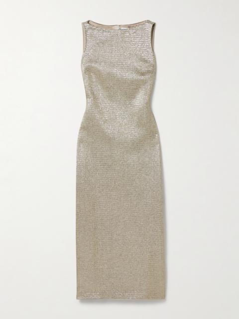 Blaire Metallic Stretch-tweed Midi Dress